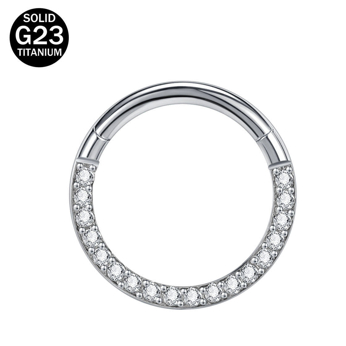 16g G23 TItanium Septum Ring Hinged Nose Ring CZ Cartilage Earring