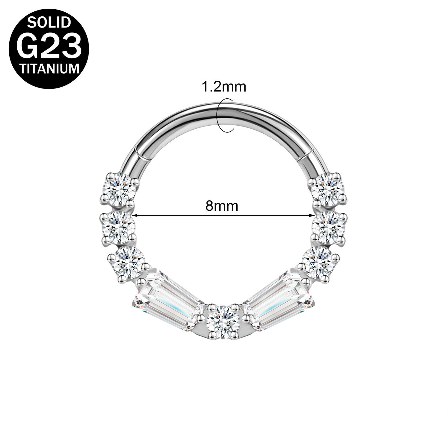 16g G23 TItanium Nose Ring Clear Zircon Septum Ring Piercing Jewelry