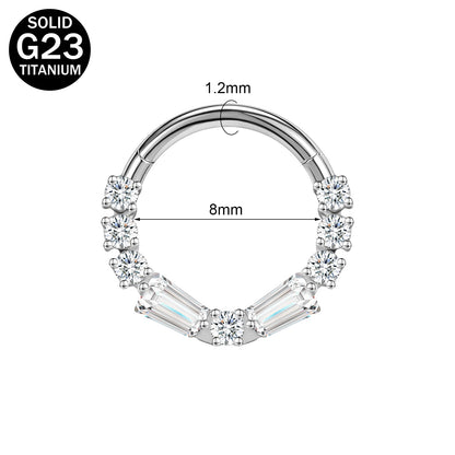 16g G23 TItanium Nose Ring Clear Zircon Septum Ring Piercing Jewelry