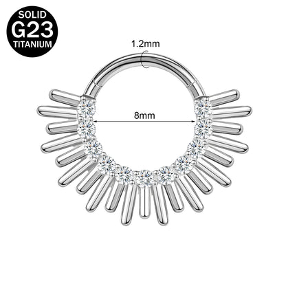 16g G23 TItanium Nose Ring Clear Zircon Septum Ring Piercing Jewelry