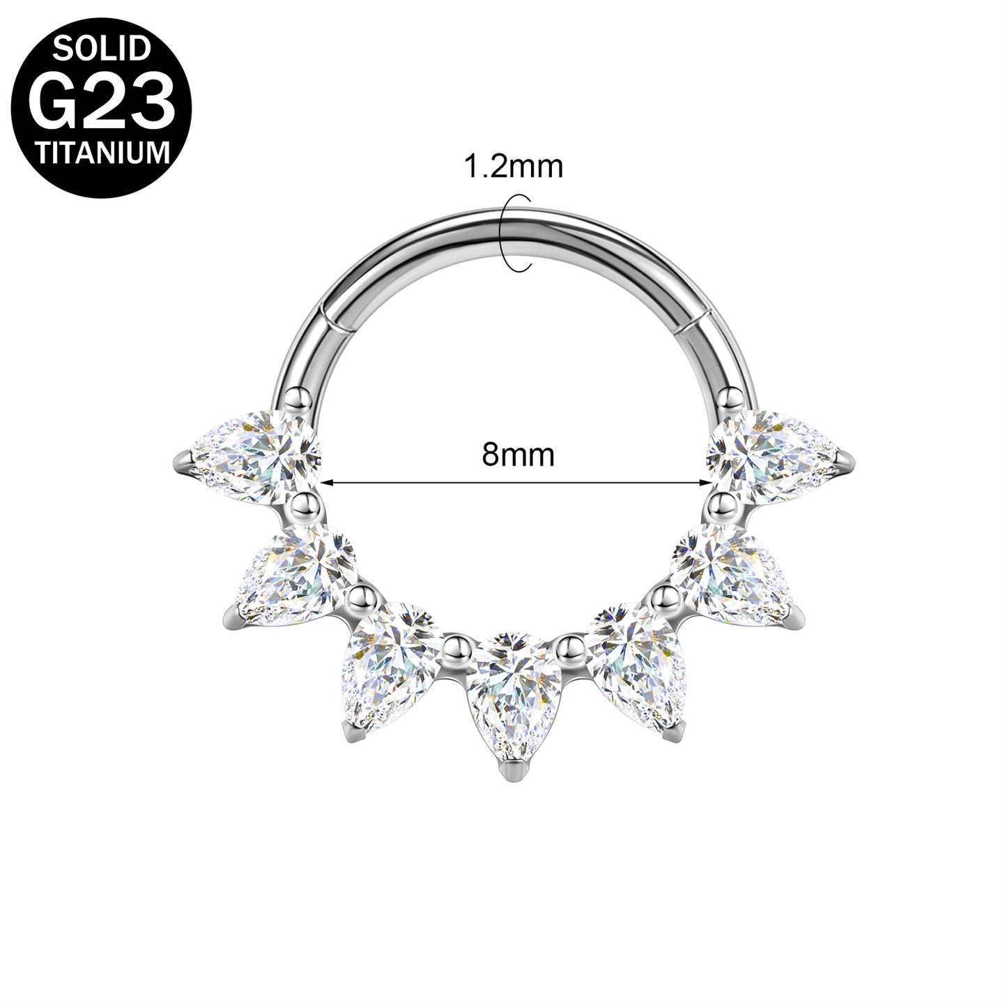 16g G23 TItanium Nose Ring Bling Zircon Septum Ring Piercing Jewelry