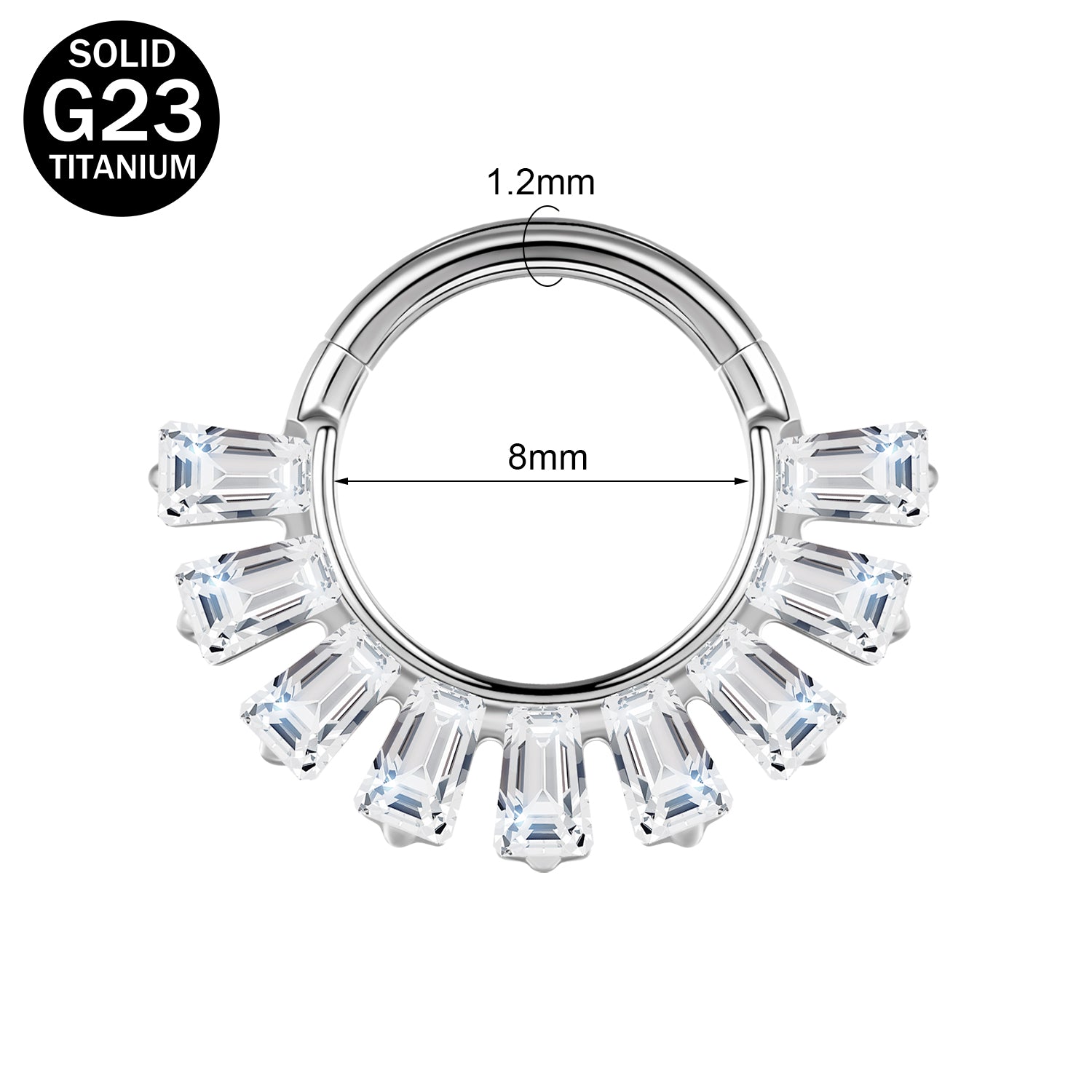 16g G23 TItanium Nose Ring Bling Zircon Septum Ring Piercing Jewelry