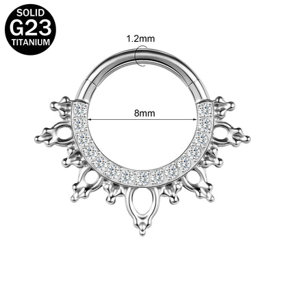 16g G23 TItanium Nose Ring Bling Zircon Septum Ring Piercing Jewelry