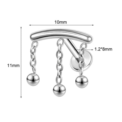 16g G23 Titanium Labret Ring Flat Back Stud Earring Threaded Conch Helix Lip Piercing