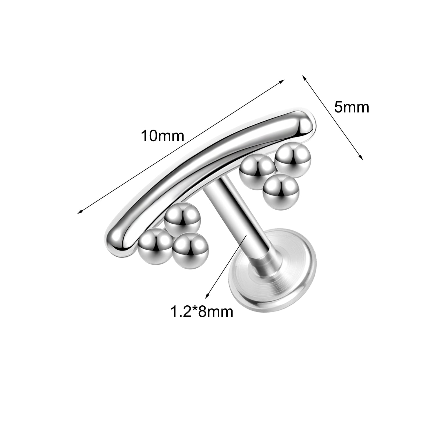 16g G23 Titanium Labret Ring Flat Back Stud Earring Threaded Conch Helix Lip Piercing