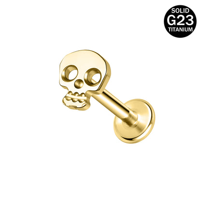 16g G23 Titanium Labret Ring Skull Stud Earring Threaded Conch Helix Lip Piercing