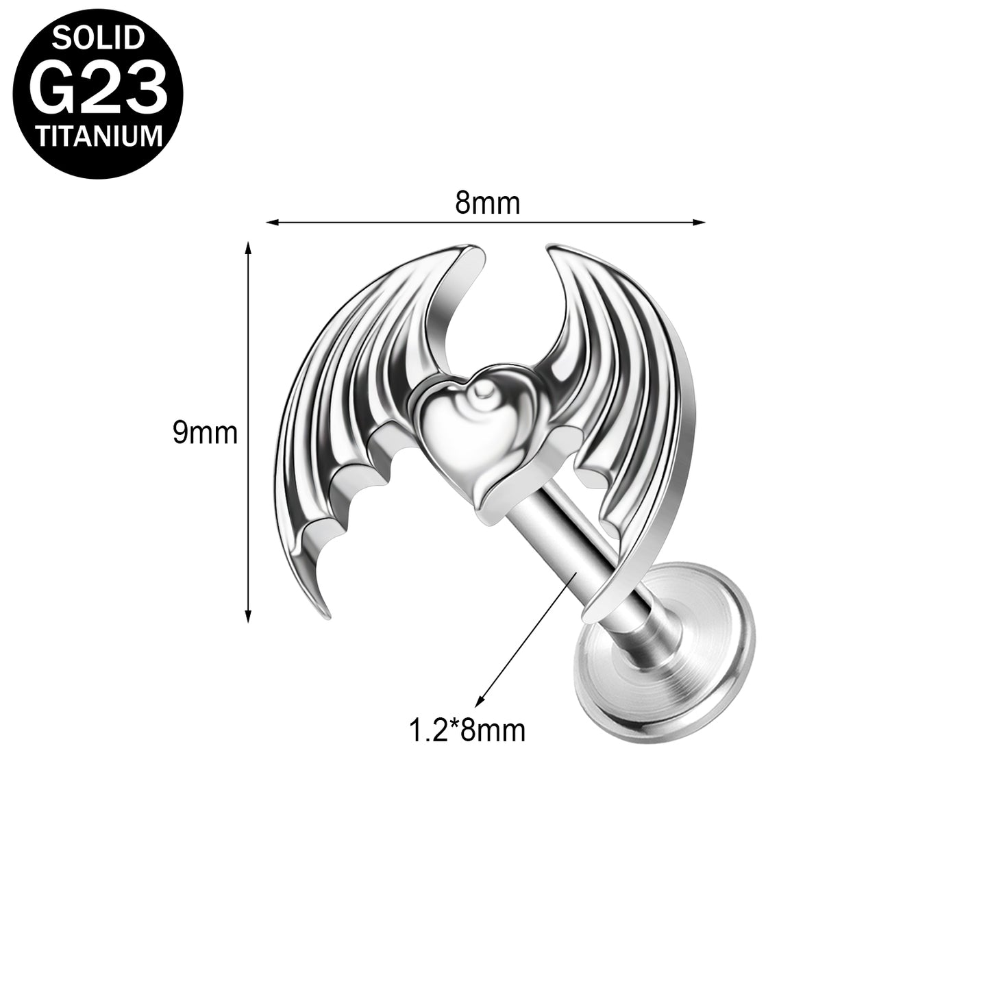 16g G23 Titanium Labret Ring Flat Back Stud Earring Threaded Conch Helix Lip Piercing