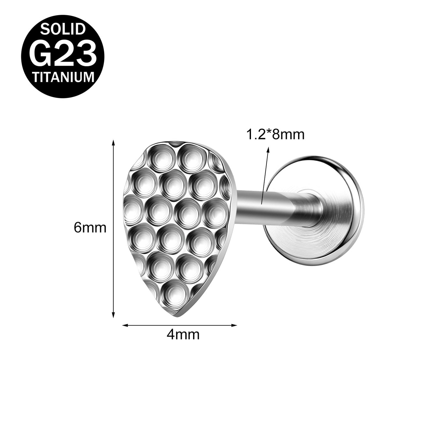 16g G23 Titanium Labret Ring Droplet Stud Earring Threaded Conch Helix Lip Piercing