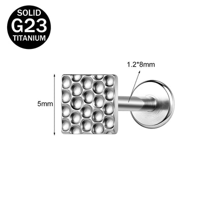 16g G23 Titanium Labret Ring Square Stud Earring Threaded Conch Helix Lip Piercing