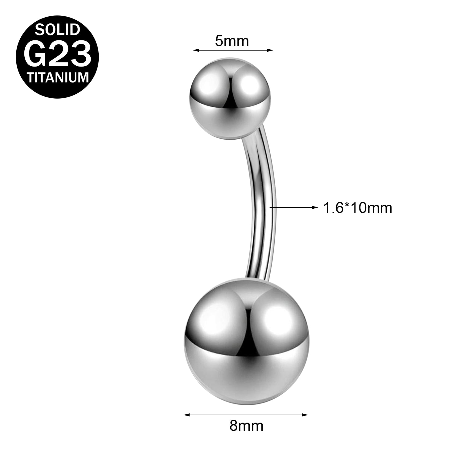 14G G23 Titanium Belly Navel Rings Curved Barbell Belly Button Rings