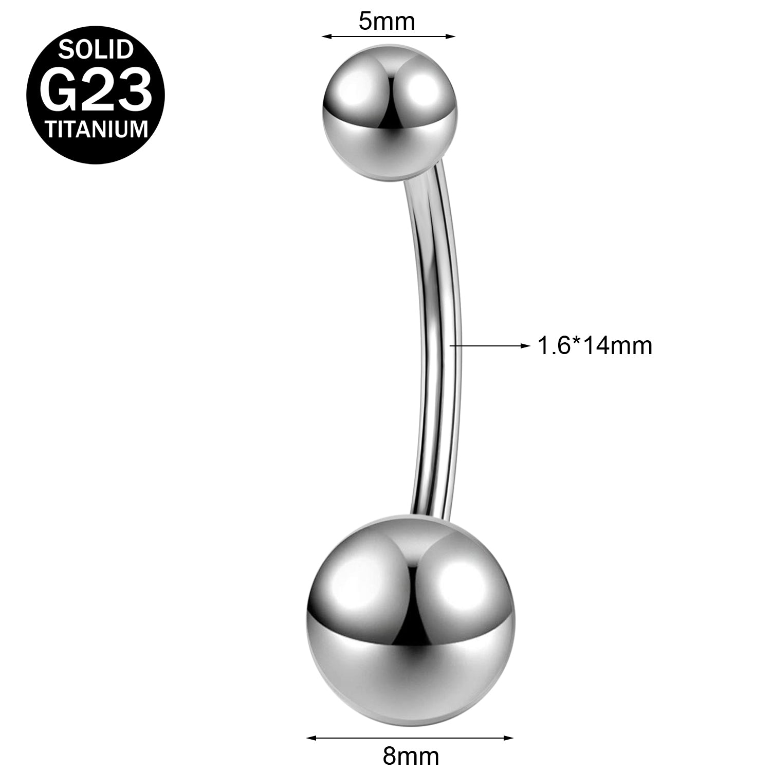 14G G23 Titanium Belly Navel Rings Curved Barbell Belly Button Rings