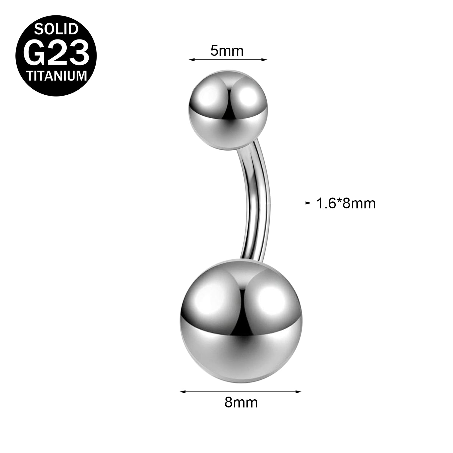 14G G23 Titanium Belly Navel Rings Curved Barbell Belly Button Rings