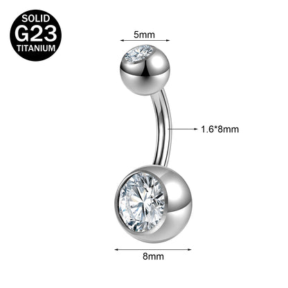 14G G23 Titanium Belly Navel Rings Crystal Belly Button Rings Barbell Piercing