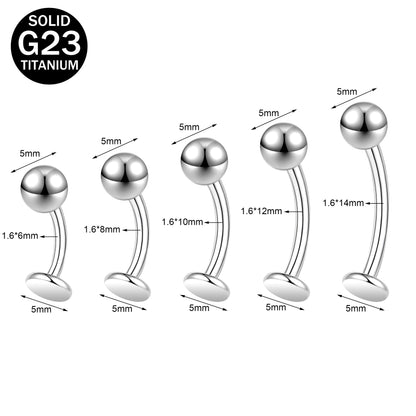 14G G23 Titanium Belly Navel Rings Curved Barbell Belly Button Rings