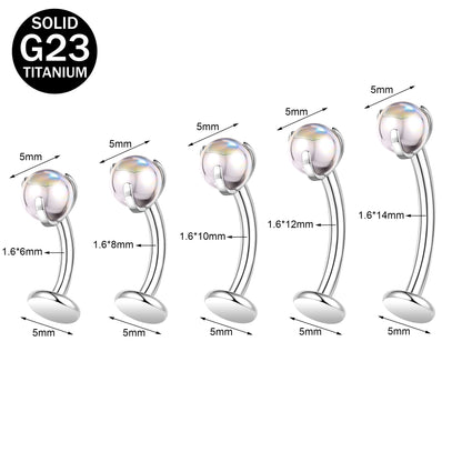 14G G23 Titanium Belly Navel Rings AB White Ball Belly Button Rings