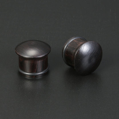 1 Pair 6-14mm Wood Ear Plug Tunnel Double Flare Ear Gauges Black Ear Expanders