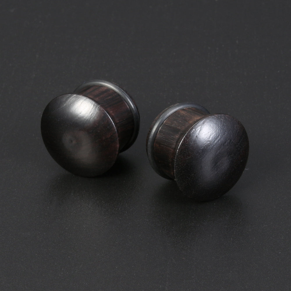 1 Pair 6-14mm Wood Ear Plug Tunnel Double Flare Ear Gauges Black Ear Expanders