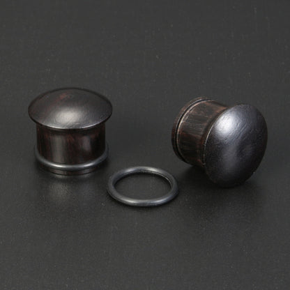 1 Pair 6-14mm Wood Ear Plug Tunnel Double Flare Ear Gauges Black Ear Expanders