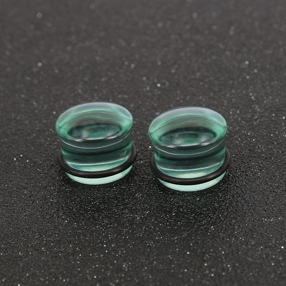 1 Pair 5-16mm Ear Plug Tunnel Green Glass Ear Gauge Single Flare Ear Expanders