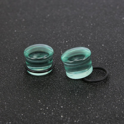 1 Pair 5-16mm Ear Plug Tunnel Green Glass Ear Gauge Single Flare Ear Expanders