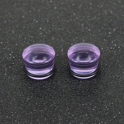 1 Pair 5-16mm Ear Plug Tunnel Purple Glass Ear Gauge Single Flare Ear Expanders