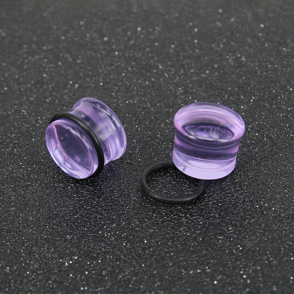 1 Pair 5-16mm Ear Plug Tunnel Purple Glass Ear Gauge Single Flare Ear Expanders