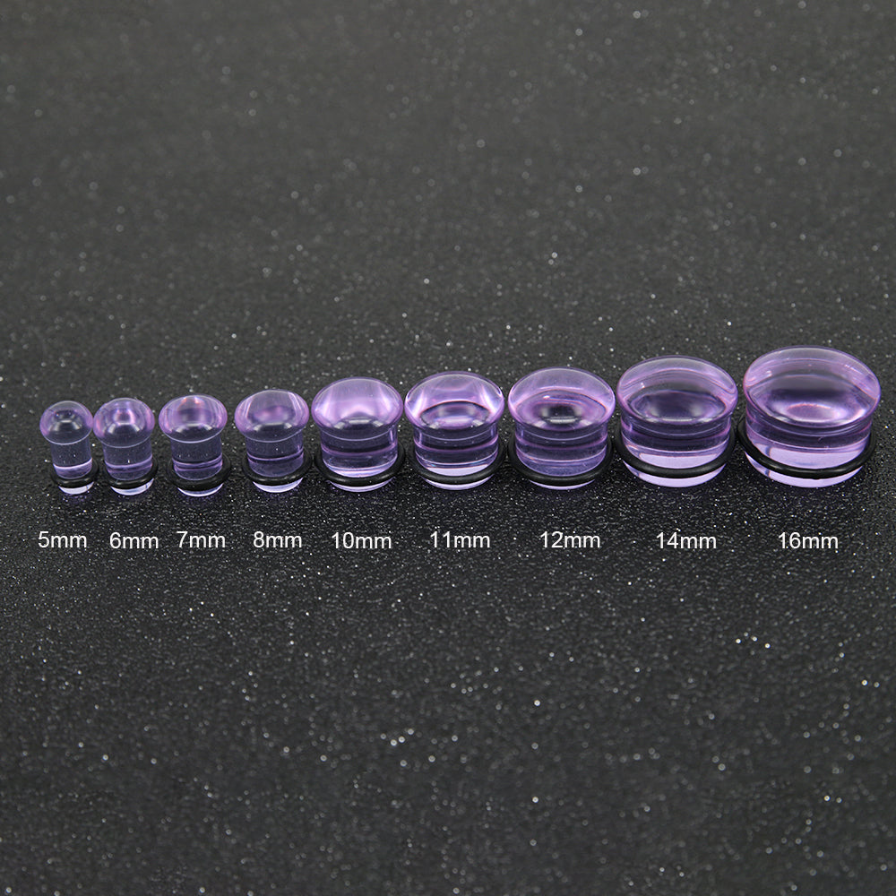 1 Pair 5-16mm Ear Plug Tunnel Purple Glass Ear Gauge Single Flare Ear Expanders