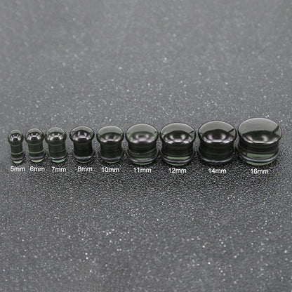 1 Pair 5-16mm Ear Plug Tunnel Emerald Glass Ear Gauge Single Flare Ear Expanders