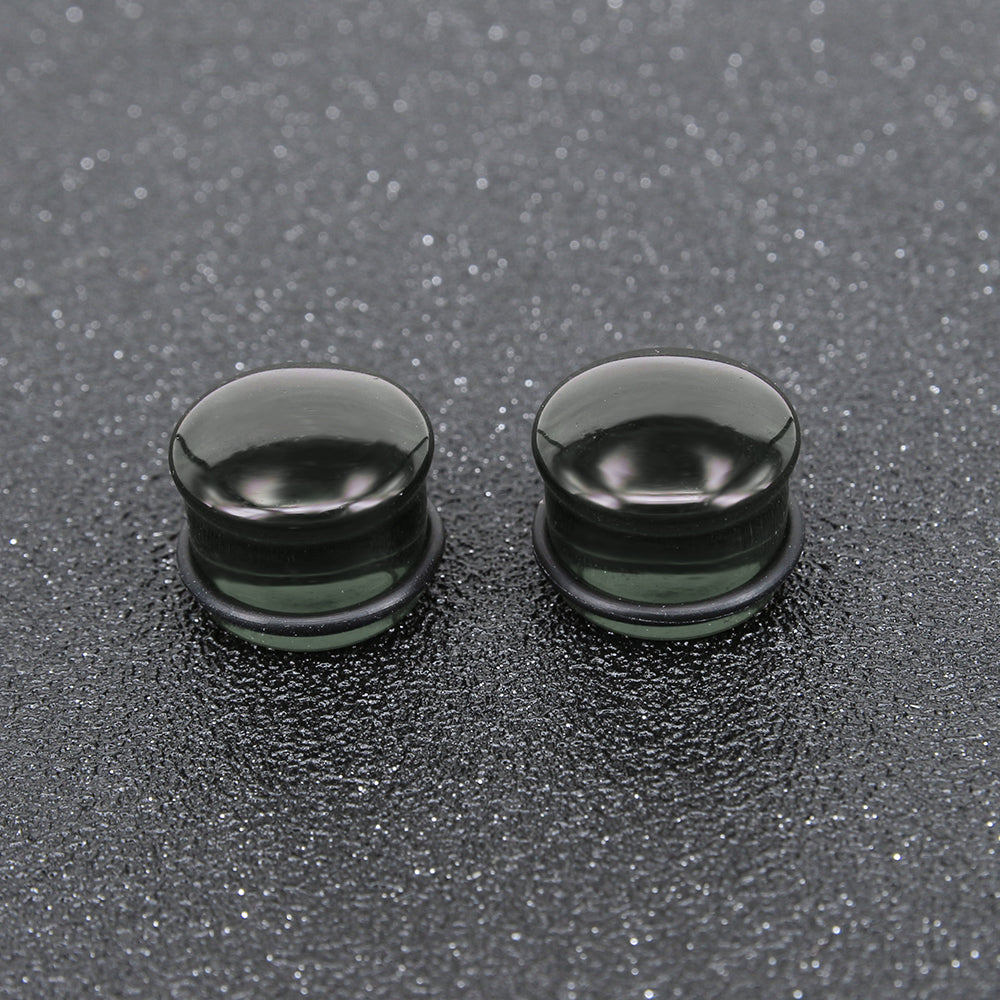 1 Pair 5-16mm Ear Plug Tunnel Emerald Glass Ear Gauge Single Flare Ear Expanders