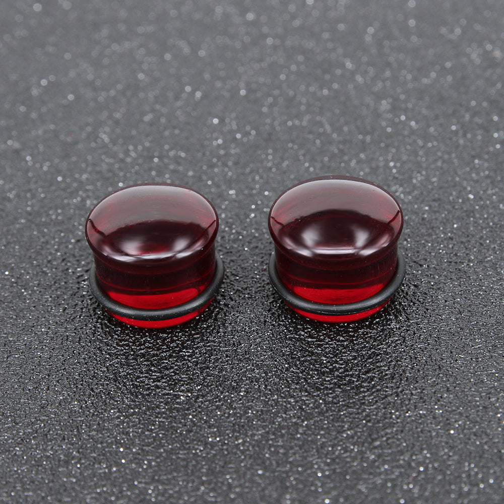 1 Pair 5-16mm Ear Plug Tunnel Red Glass Ear Gauge Single Flare Ear Expanders