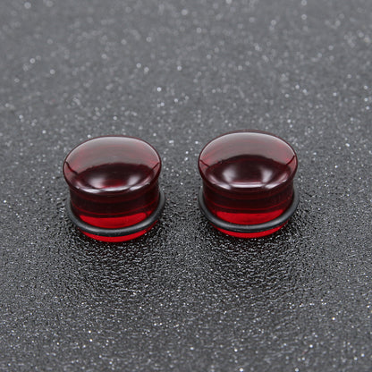 1 Pair 5-16mm Ear Plug Tunnel Red Glass Ear Gauge Single Flare Ear Expanders