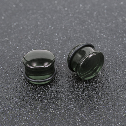 1 Pair 5-16mm Ear Plug Tunnel Emerald Glass Ear Gauge Single Flare Ear Expanders