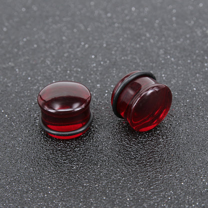 1 Pair 5-16mm Ear Plug Tunnel Red Glass Ear Gauge Single Flare Ear Expanders