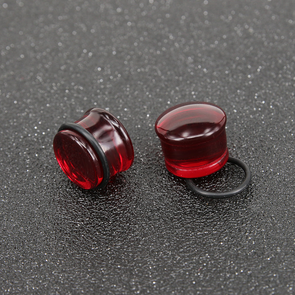 1 Pair 5-16mm Ear Plug Tunnel Red Glass Ear Gauge Single Flare Ear Expanders