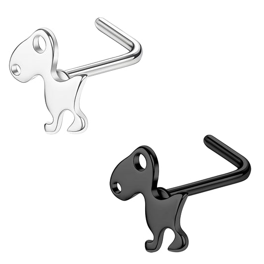 20G Dinosaur Nose Studs Piercing L Shape Nose Rings Cartoon Nostril Piercing