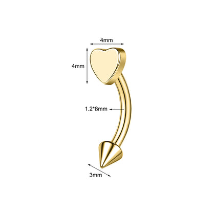 16g Heart Eyebrow Ring Piercing Curved Ear Helix Rook Daith Piercing
