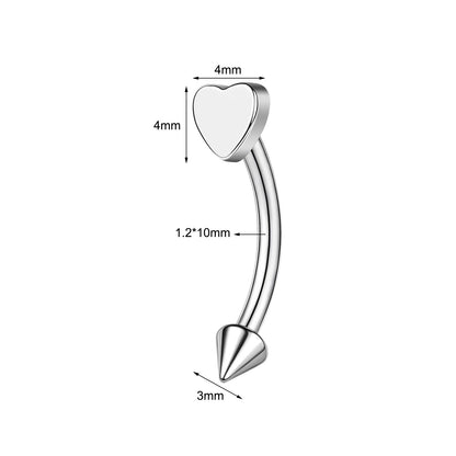 16g Heart Eyebrow Ring Piercing Curved Ear Helix Rook Daith Piercing