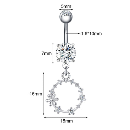 14G Anadem Dangle Belly Navel Rings Flower Belly Button Rings