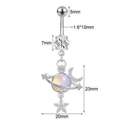 14G Bling Moon Star Belly Navel Rings Orbiting Planet Belly Button Rings