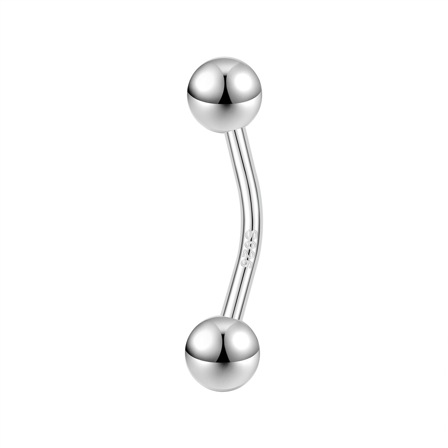14G 925 Sterling Silver Simple Belly Navel Rings Curved Barbell Belly Button Rings