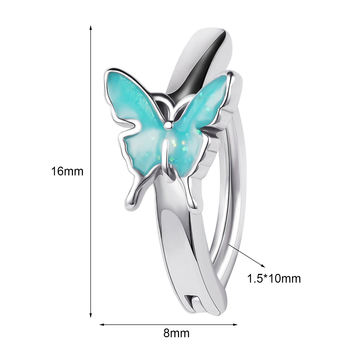 Blue Butterfly Belly Navel Rings Reverse Curved Belly Button Rings