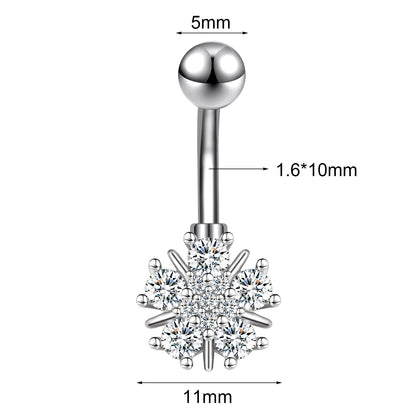 14G Flower Belly Navel Rings Cubic Zirconia Belly Button Rings