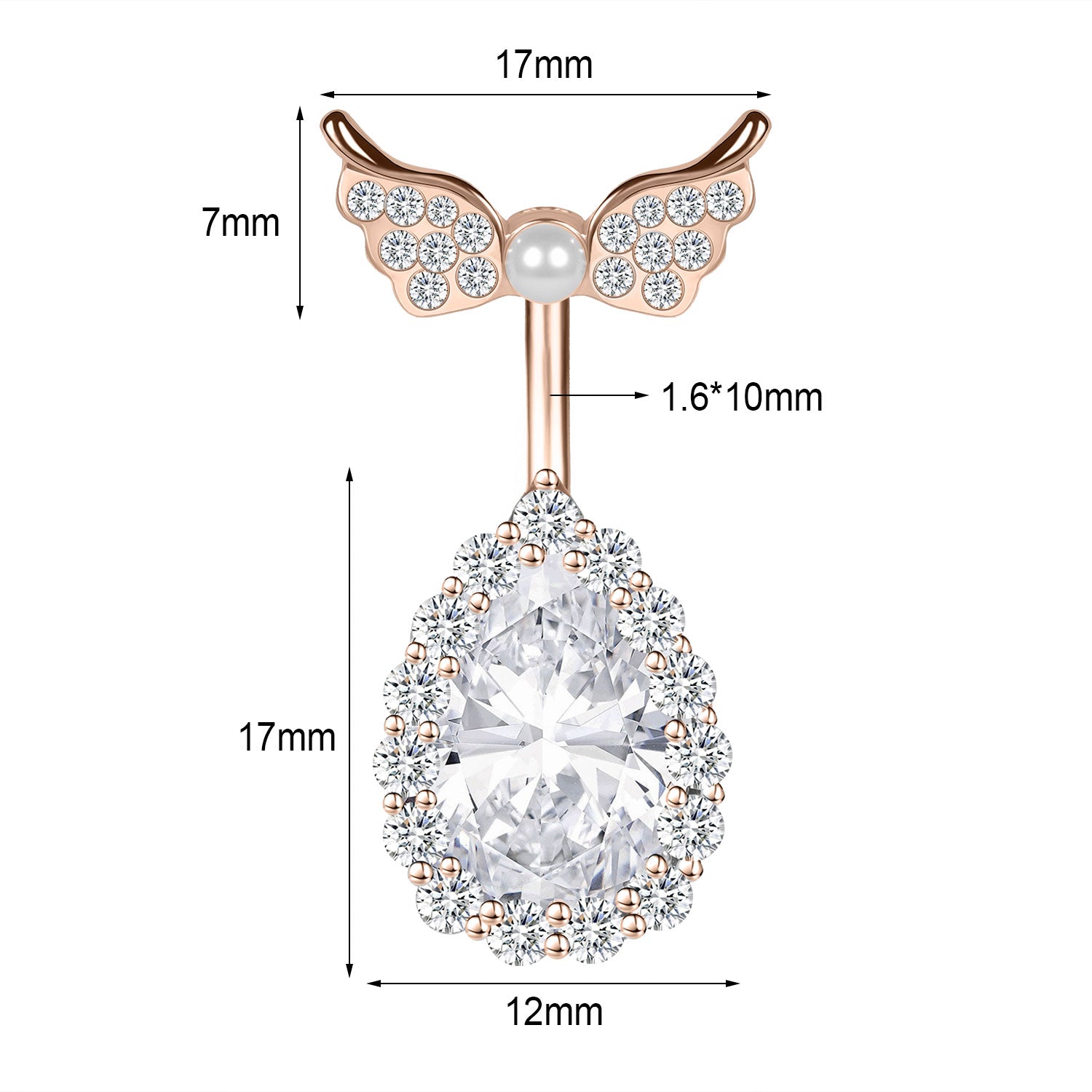 14G Double Wing Belly Navel Rings Bling Zirconia Belly Button Rings