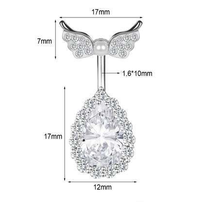 14G Double Wing Belly Navel Rings Cubic Zirconia Belly Button Rings