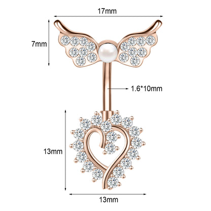 14G Double Wings Belly Navel Rings AAA Cubic Zircon Belly Button Rings