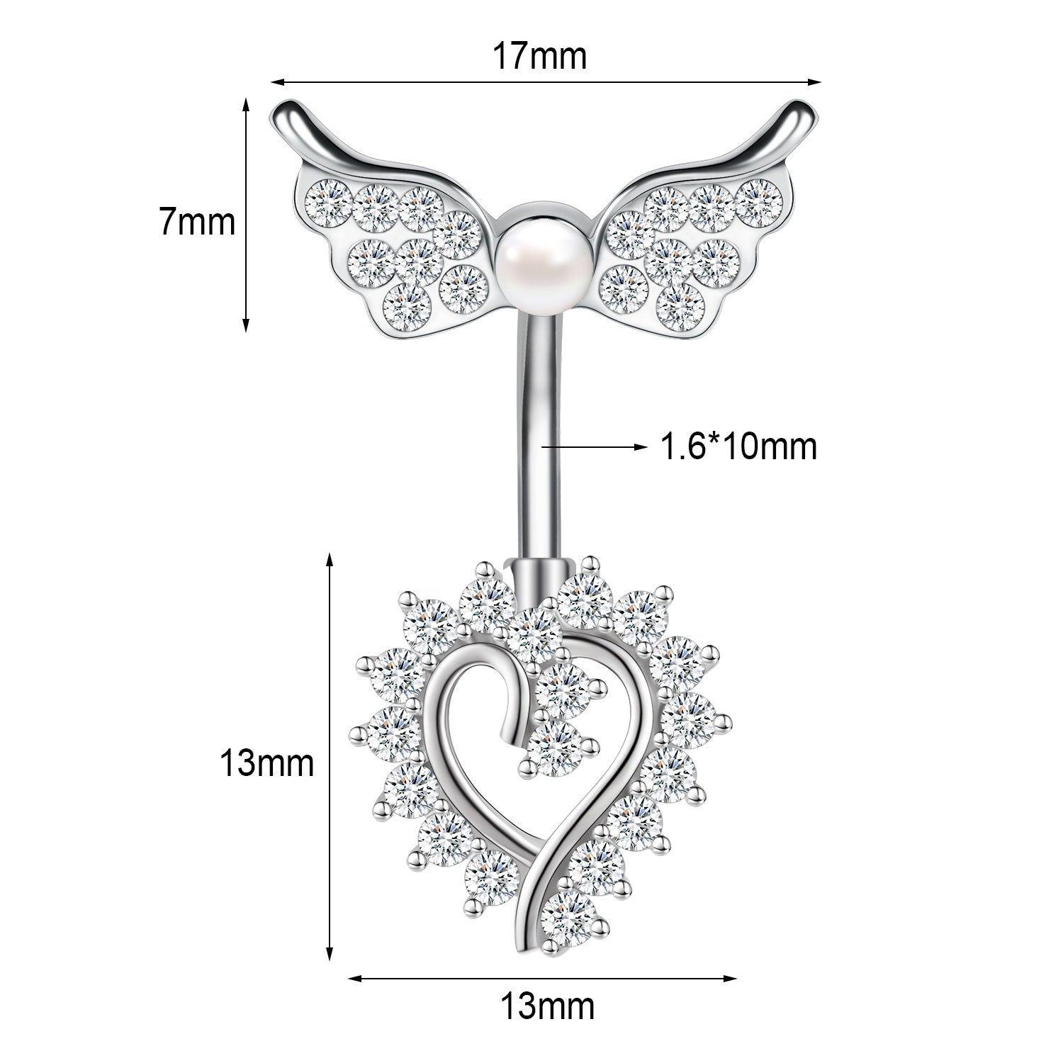 14G Double Wings Belly Navel Rings Cubic Zircon Belly Button Rings