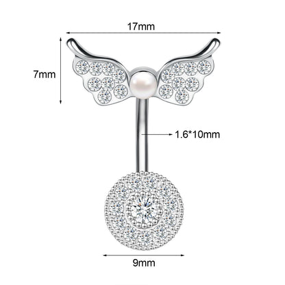 14G Stainless Steel Belly Navel Rings Round Zircon Belly Button Rings