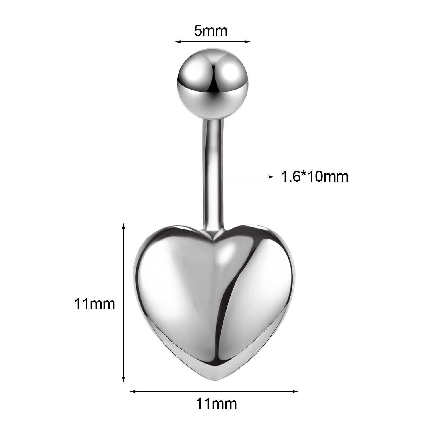 14G Heart Belly Navel Rings Stainless Steel Belly Button Rings