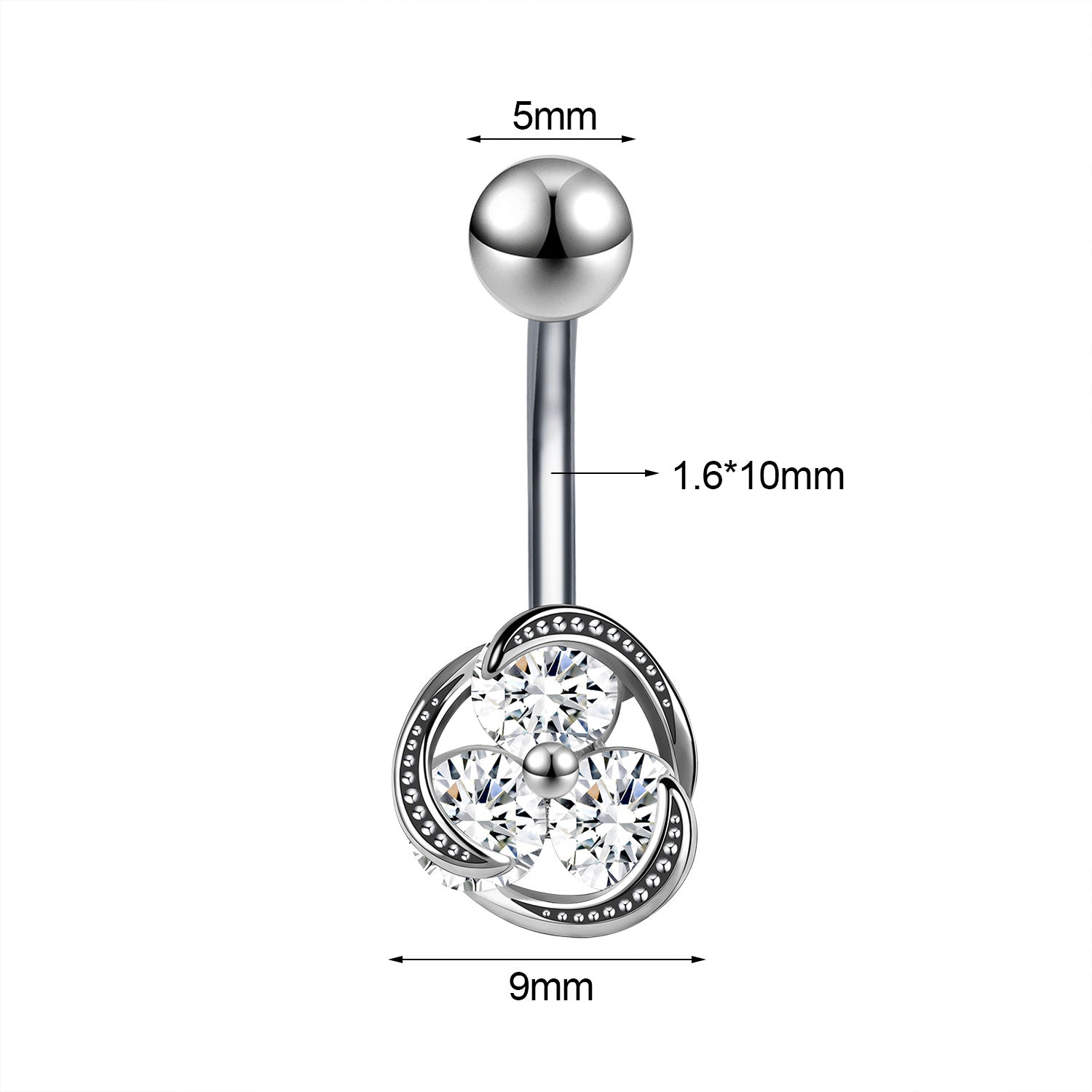 14G Flower Belly Navel Rings Cubic Zircon Belly Button Rings