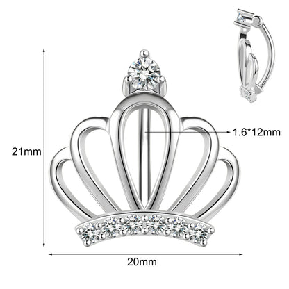 14G 925 Sterling Silver Crown Belly Navel Rings Clear Zircon Belly Button Rings